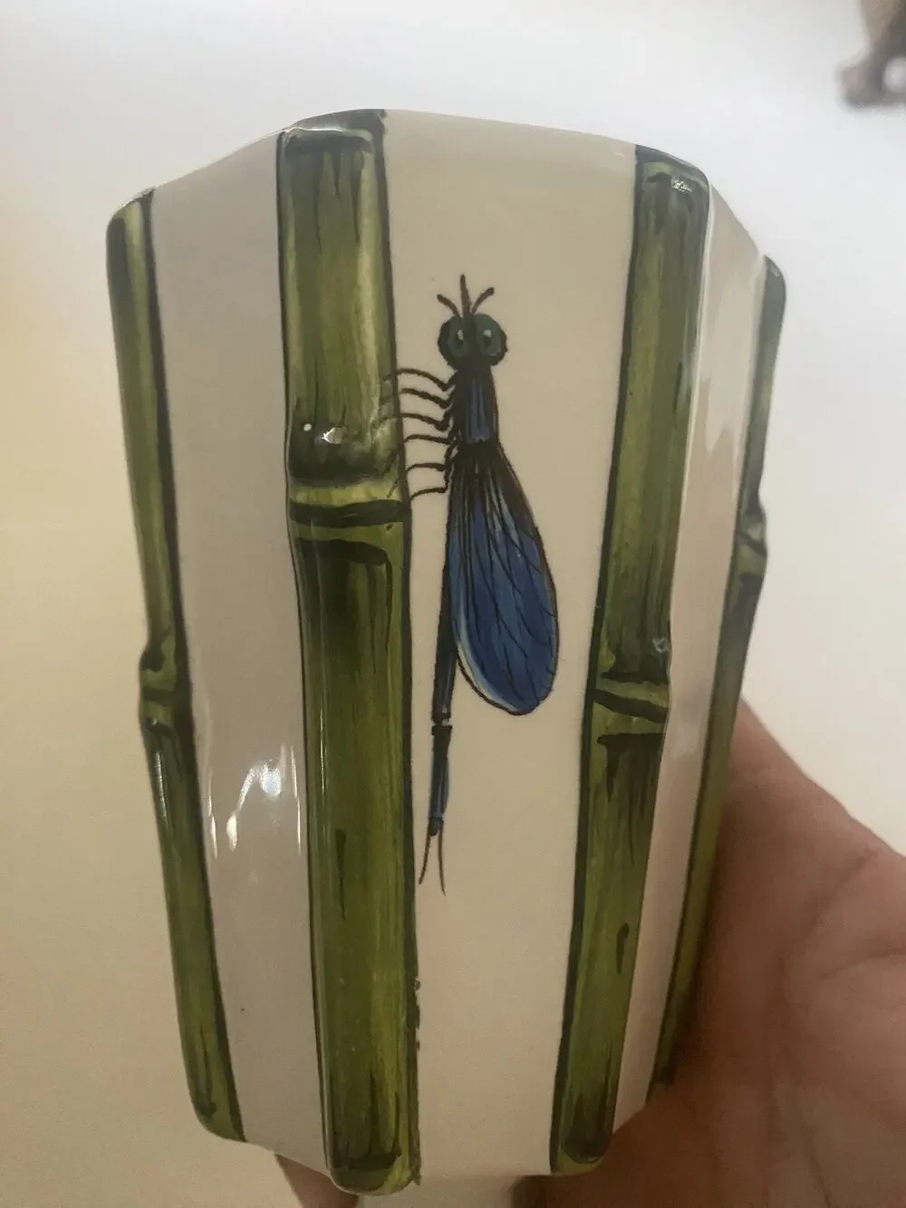 Costa 70065 Vase 6 Inches Tall. Vintage Dragonfly and Bamboo